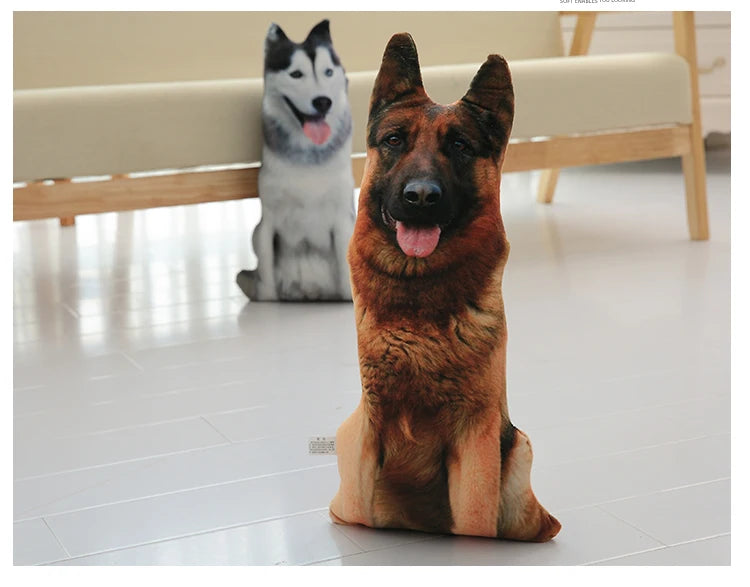 Almofada Decorativa 3D Simulação do Cachorro Caramelo / Pug / Husky 50cm